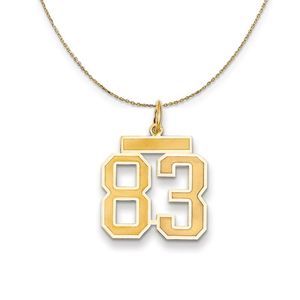 14k Yellow Gold, Jersey, Med Number 83 Necklace - 18 Inch